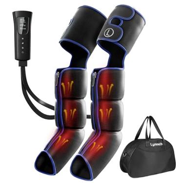 Imagem de lymneth Massageador de perna de compressão de ar com calor, botas de compressão sequencial para circulação e alívio da dor com 6 modos, 3 intensidades e 2 níveis de aquecimento, terapia de recuperação