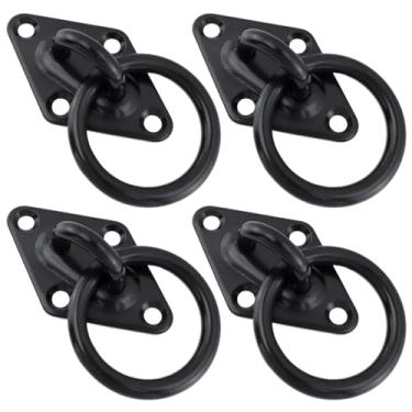 Imagem de Antrader Gancho de placa de diamante com anel, ganchos de teto resistentes de aço inoxidável 304, 4 peças de ganchos pretos para suporte de parede para fuzileiros navais, trapézio, ioga, balanços