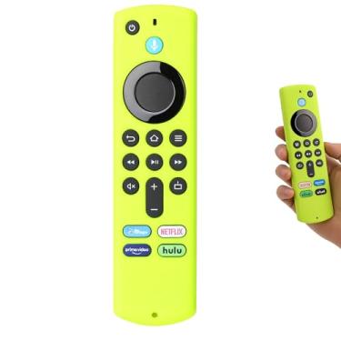 Imagem de Capa Para controle Fire TV Stick 4K Max e 3ª Geração de Silicone Protetora Verde Neon, Luminosa no Escuro, À Prova D'água, com Cordão