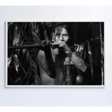 Imagem de Quadro índio Caçando Na Amazônia Medidas 60x40 Cm Impressão Adesivo Fotográfico