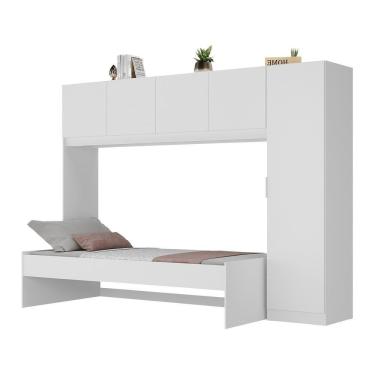 Imagem de Cama De Solteiro Com Colchão E Guarda Roupa Dublin Multimóveis Mp4035 Branca