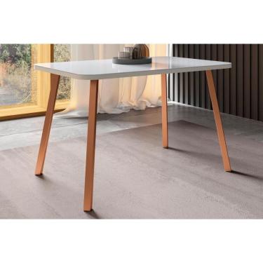 Imagem de Mesa De Sala Jantar Ariel Menor 1602 C- Tampo Madeirado Vidro 120x80cm Rose-off White - Carraro