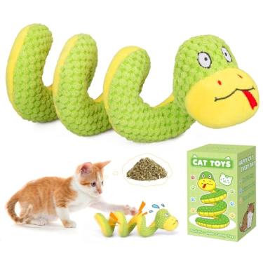 Imagem de Retro Shaw Brinquedos para gatos, brinquedo de cobra enrugado de 35,5 cm com erva de gato e Silvervine - Brinquedo interativo de mastigar para gatos, coisas realistas de cobra para morder e brincar