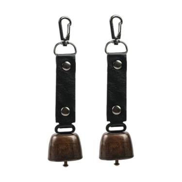 Imagem de menolana Conjunto de 2 Sinos de Urso e Vaca com Alça de Couro PU para Mochila, Alerta de Vida Selvagem, Ideal para Camping, Trilhas, Pesca e Sobrevivência, Preto