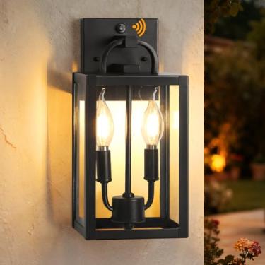 Imagem de FNOESTY Luminárias De Parede Para Áreas Externas, Lanternas Externas À Prova D'Água Do Anoitecer Ao Amanhecer, Arandelas Varanda Com Soquetes E12, Lâmpadas Antiferrugem Pátios Garagem E Casas