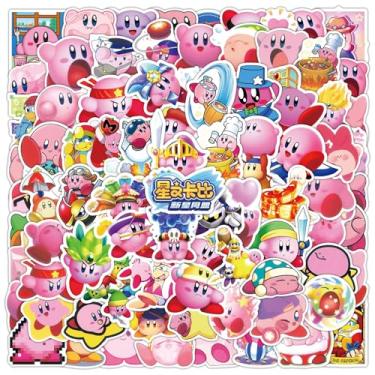 Imagem de 100 adesivos de desenho animado Kirby para crianças garrafa de água, adesivos de vinil à prova d'água para adultos, adolescentes, meninas, laptop, skate, bicicleta, guitarra, laggage, bicicleta