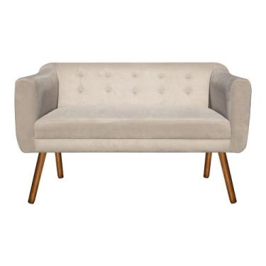 Imagem de Sofá 2 Lugares Namoradeira Julia Pé Palito Castanho Suede Bege M11- D'