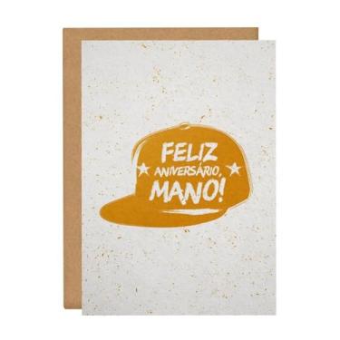 Imagem de Cartão de Parabéns Mano com Envelope, Papel Texturizado 250g, Tamanho Grande 21x14,8cm