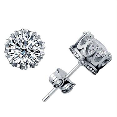 Imagem de Brincos femininos banhados a ouro 18 k com coroa moderna, brincos de prata esterlina, joia dupla (prata, tamanho único)