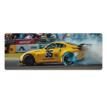 Imagem de HouLaiZhe Drift Car 350z JDM Car Cool Large Gaming Mouse Pads Tapete de Mesa Base de Borracha Antiderrapante Laptop Acessórios de Computador Suprimentos Bloco de Escrita para Escritório Casa 30 x 80
