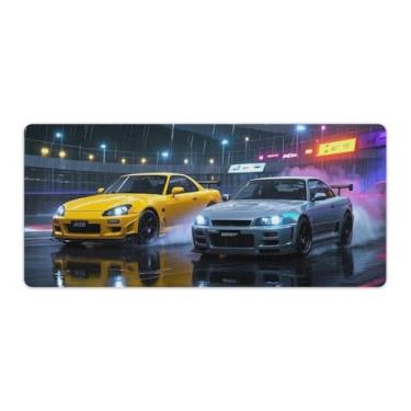 Imagem de HouLaiZhe S2000 R34 Rainy Night Racing JDM Gaming Mouse Pads JDM Car Desk Pads Grandes Mousepads para Desktop Keyboard Computer Mat40x90cm