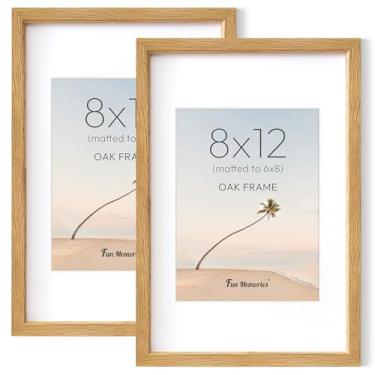 Imagem de Fun Memories Conjunto de 20 x 30,5 cm, moldura de madeira de carvalho maciça natural com vidro temperado HD, moldura de madeira simples moderna de 20 x 30,5 cm, fosco para fotos de 15 x 20 cm, visor