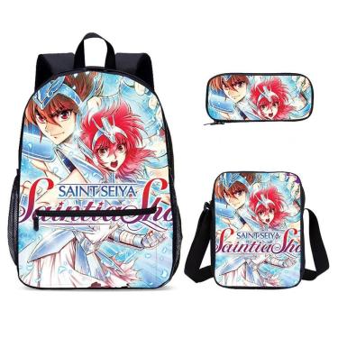 Imagem de Conjunto de mochilas escolares: mochila casual de anime Saints Seiyas para crianças