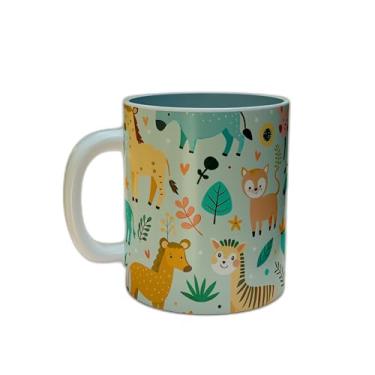 Imagem de Caneca Xícara De Café Porcelana 300ml Com Design De Estrelas Coloridas Em Fundo Rosa