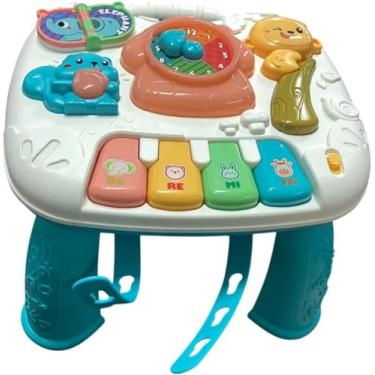 Imagem de Mesa de Atividades Musical Infantil com Suporte e Luzes LED Interativa Didática Educativa para Bebês e Crianças de 6 Meses a 3 Anos Brinquedo Desenvolvimento Motor