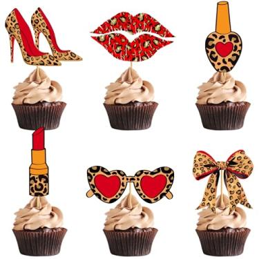 Imagem de 24 peças de enfeite de cupcake de chita decorações de bolo de chita com estampa de chita decorações de festa meninas maquiagem despedida de solteira aniversário suprimentos de chá de panela para