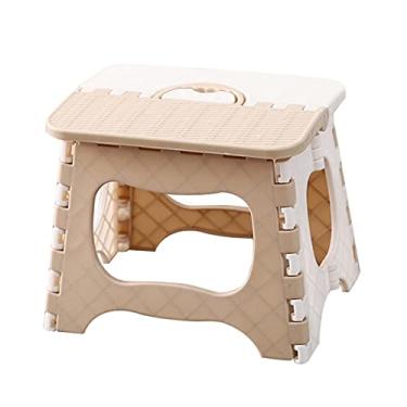 Imagem de Escada plástica dobrável de uso múltiplo portátil armazenável para casa assento pequeno viagem