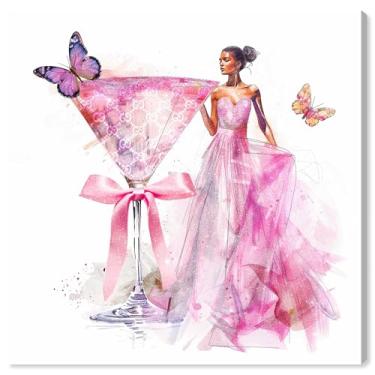 Imagem de Art Remedy Ilustração de moda em tela Butterfly Martini Gal, embrulhada em galeria, 40,6 cm x 40,6 cm