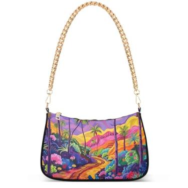 Imagem de Ovos de Páscoa coelho prado bolsas fofas mulheres Hobo festa bolsa feminina pequena bolsa de ombro fofa desenho animado pequena, Vibrante País das Maravilhas Colorido