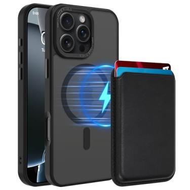Imagem de MOWIME Capa magnética para iPhone 16 Pro Max [compatível com Magsafe] [com carteira e porta-cartão] [proteção militar contra quedas] Capa fosca translúcida fina para iPhone 16 Pro Max 6,9 polegadas