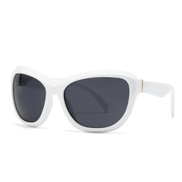 Imagem de Óculos de Sol Grandes com Estampa de Leopardo Degradê e Proteção UV400 para Esportes ao Ar Livre, Corrida e Ciclismo, BRANCO