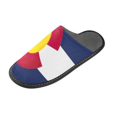 Imagem de Joisal Pantufas femininas felpudas com a bandeira do estado do Colorado, sapatos de espuma de memória, sapatos fofos para uso interno, tamanho 4-5, Bandeira do estado do Colorado, 5.5-6 Wide