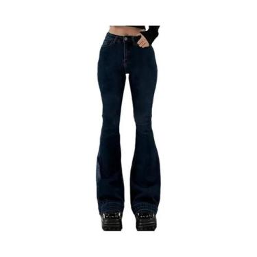Imagem de Calças Jeans Femininas De Cintura Alta, Estilo Flare, Elásticas, Em Co