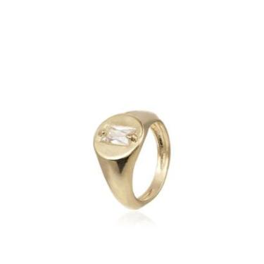 Imagem de Anel De Dedinho Com Zircônia Em Baguete | La Roya Store-Unissex