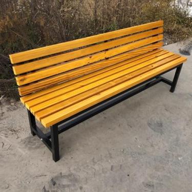 Imagem de Banco externo, banco de jardim para 2 pessoas. Banco de pátio para todos os climas, para varanda, pátio e jardim (tamanho: 120 cm/47 pol, cor: amarelo)