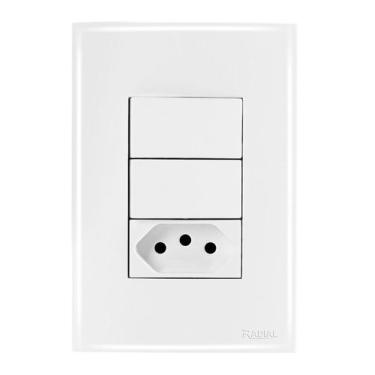 Imagem de Interruptor com 2 teclas e 1 tomada 20a ouro branca - radial