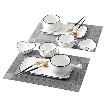 Imagem de Conjunto de pratos de café da manhã e utensílios de mesa pratos criativos cozinha doméstica (cor: G) (D)