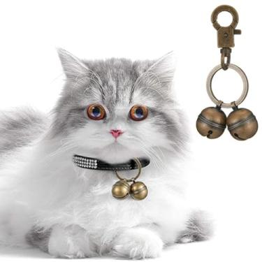 Imagem de 2 peças de pingentes de sino de coleira de gato e cachorro para rastrear animais de estimação, anel aberto e clipe de sino de lagosta, acessório de chaveiro