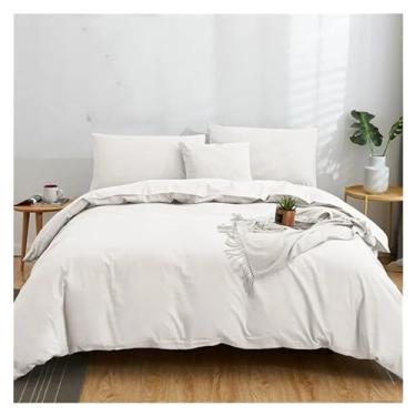 Imagem de Jogo de cama de casal espesso de cor sólida, 4 peças, conjunto de lençol de cama queen size, edredom (B 220 x 240 cm, 4 peças)