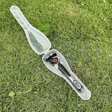 Imagem de 1 estojo de barbear portátil à prova d'água - suporte de barbear com orifícios de ventilação, à prova de poeira para organizador de produtos de higiene pessoal, branco