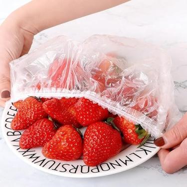 Imagem de 50 peças de cobertura de alimentos descartável envoltório plástico tampas de alimentos elásticos tampas copos armazenamento saco plástico acessórios de cozinha