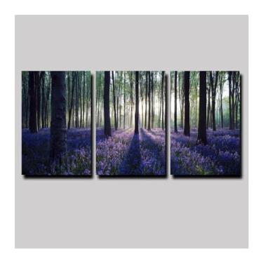Imagem de 3 painéis, belas imagens de parede da floresta do sol para sala de estar - pôsteres de pinturas de parede de paisagem de floresta natural - (40 x 60 cm x 3) moldura interna de 40 x 61 cm