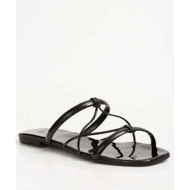 Imagem de Rasteirinha Feminina Tiras Verniz Marisa-10151, Preto, 36