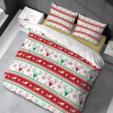 Imagem de Jogo de cama casal com estampa de girafa de floco de neve fofo para meninos e meninas, 3 peças, macio, respirável, 220 x 240 cm - 80 x 80 cm * 2
