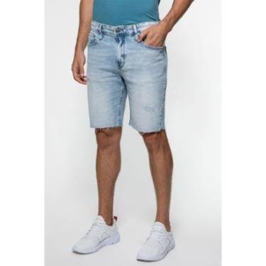 Imagem de Bermuda Jeans Puídos Barra A Fio Azul Claro-Masculino
