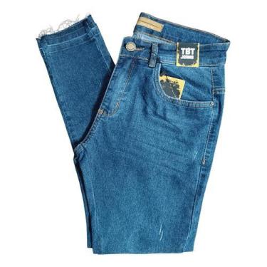 Imagem de Calça Jeans Skinny Lavagem Escura Barra Desfiada Detalhe - Btxmoda&Co,