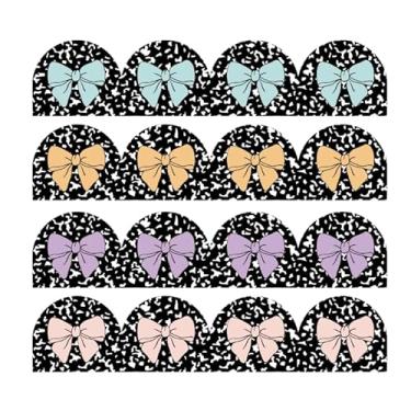 Imagem de AnyDesign 60 peças com bordas de quadro de avisos de volta às aulas, arco colorido pastel, composição, caderno, quadro de avisos, adesivos de borda para sala de aula, escritório, quadro-negro