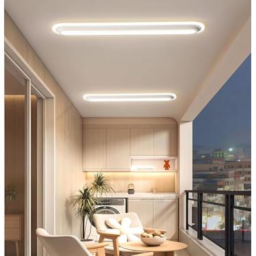 Imagem de Luminária de teto moderna para corredor, fina, de espectro total, em metal, LED, 40W, 6500K, com design discreto em acrílico, ideal para varanda, cozinha, sala de jantar, sala de estar e lav