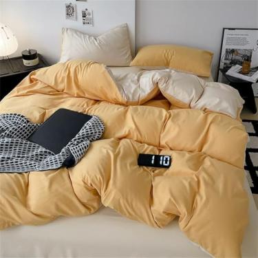 Imagem de Jogo de cama bicolor para todas as estações, macio, agradável ao toque, em algodão, confortável, capa de edredom, 8, 1,8 m, conjunto de 4 peças