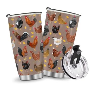 Imagem de Copos de café isolados caneca de viagem copo garrafa de água frango presentes engraçados para meninos meninas homens mulheres Natal aniversário dia das crianças presente de aniversário 590 ml