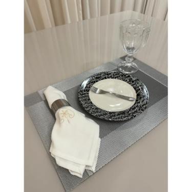 Imagem de Jogo Americano Mesa Posta Impermeável Redondo ou Retangular para Jantar e Eventos – Kit 4 ou 6 Lugares Decorativo Luxo (15. Cinza Quadrado,4 Unidades)
