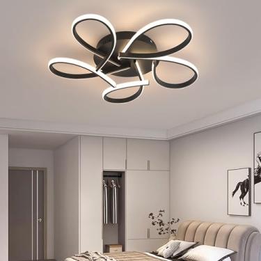 Imagem de Luminária de teto LED regulável, elegante luminária de teto para sala de estar com controle remoto, iluminação de teto moderna embutida para quarto, lustre de metal com design criativo, lumi