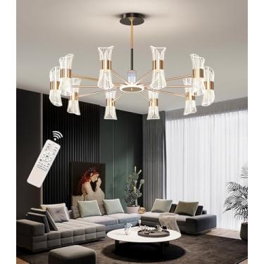 Imagem de Luminária de teto moderna em LED, com intensidade ajustável e controle remoto. Luminária criativa com múltiplas cabeças, ideal para sala de estar, quarto e sala de jantar. Lustre (10 cabeças