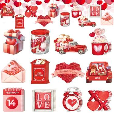 Imagem de 36 peças de enfeites de madeira para o dia dos namorados, decoração de árvore vermelha, coração, amor, caminhão, feriados, recortes de madeira, enfeites de pendurar para árvore de Natal, casa