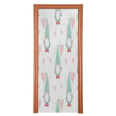 Imagem de ATTX Capa de porta da frente padrão de gnomos dos namorados - decoração de férias de tecido elástico lavável para festas, casa, decoração de porta da frente, 982 x 98 polegadas (982)