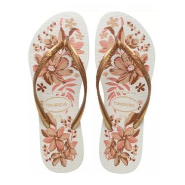 Imagem de Chinelo Havaianas Slim Organic Flores Tiras Finas Feminino Adulto Orig